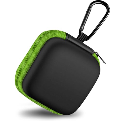 Square Earbud Case Portable EVA Carrying Case Storage Bag Cell Phone Accessories Organizer with Carabiner for Earphone, Earbud, Earpieces, SD Memory Card, Camera Chips, Tech Pouch, Green - color: B6-Square Green