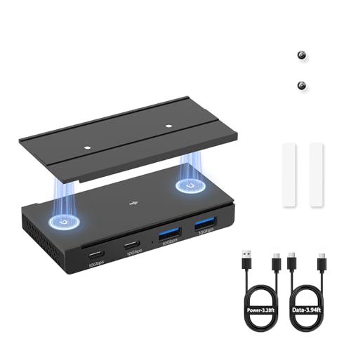 EJAY 10Gbps Magnetic USB-C Hub, 4-Port USB 3.2 Gen2 Desktop Hub with 47" Extra Long Cable, Aluminum USB C Splitter, Under Desk Mount Multi Port USB Hub for MacBook, PC, Surface, SSD, Black - color: Black, size: Hub+1 Slide Rail