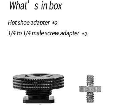 1/4" Female to Hot Shoe Adapter - 2 Packs, Hot Shoe Mount Adapter with 1/4" Male Screw for Magic Arm, Monitor, Video Light
