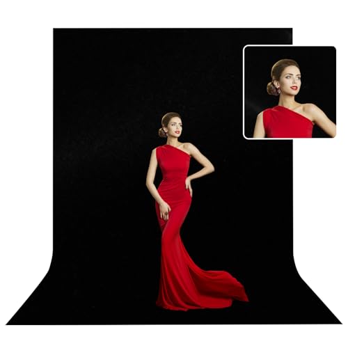 BEIYANG 5X10FT Black Velvet Backdrop Screen, Pure Black Background Screen for Photography, Portrait, Product,Video Shooting, Background Cloth for Studio,Party,Decoration - size: 5x10FT