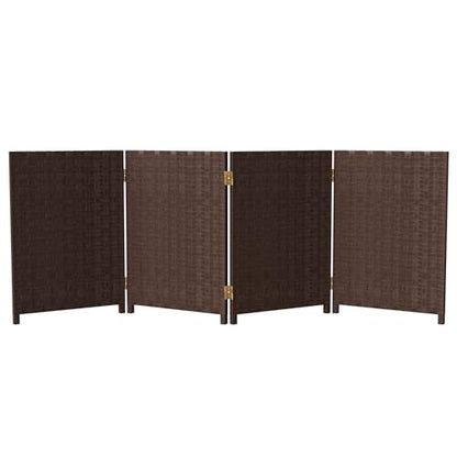 Red Lantern 2 ft. Short Woven Fiber Folding Screen - 4 Panel - Dark Mocha - color: Mocha, size: 4 Panel
