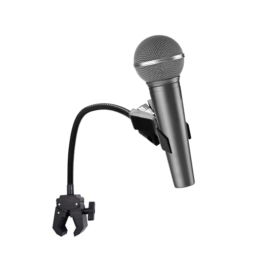 Gooseneck Microphone Stand with Crab Clamp, Flexible Mic Arm, Adjustable Desk Mic Stand with Mic Clip for Recording, Podcast, Lectures, Meetings, Live Streaming & Broadcast Equipment TV Stations