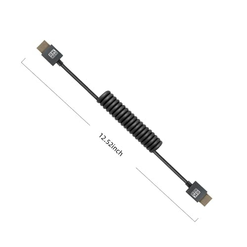 Coiled HDMI 2.0 Cable (A to A), 8K@60Hz 18Gbps High-Speed Supports 3D TPU Camera Cable Suitable for BMPCC 4K/6K, Panasonic S1H/GH5, Atomos Ninja V, Monitor, Gimbal, Video Transmitters