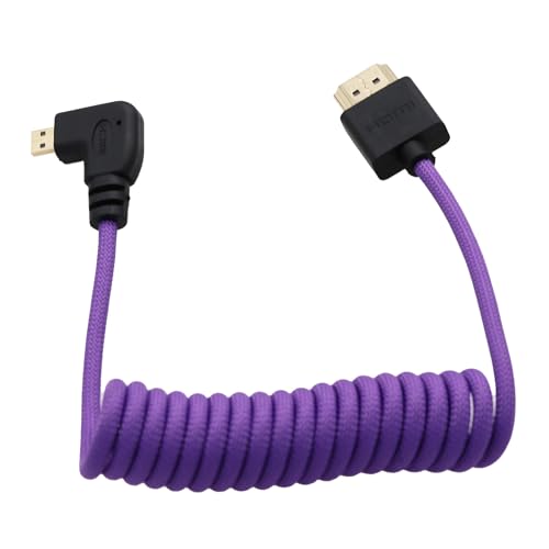 Micro HDMI to HDMI 4K 8K 60p Cable for ATOMOS Ninja V Ultra Canon R6II R5C R5 R100 R7 Sony ZVE-10 A7C A7RIV Lumix S5 S9 GH4 Camera Teradek, Type A to Type D - color: Purple, size: Left Angle to Straight