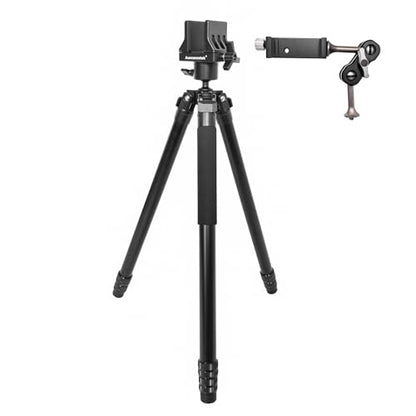 Aluminum Hunting Tripod Shooting Stick with 360° Ball Head and Phone Holder – Adjustable Height Shooting Rest Stand with Backpack Hook for Turkey, Deer, and Target Practice