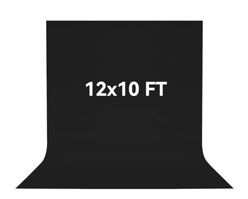 12x10 FT Black Backdrop Background, 100% Polyester Photography Backdrop Screen Foldable Washable Black Screen for Professional Photo Studio Photoshoot Portraits Party - color: Black, size: 12 X 10FT