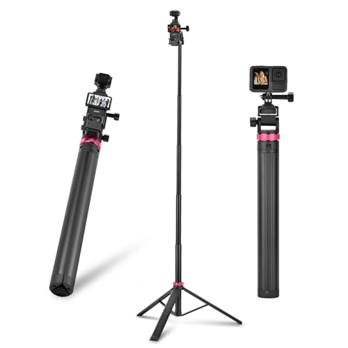 80in Pocket 3 4 Selfie Stick Tripod for GoPro Action Camera, Extendable Stand Vlog Mount for DJI Osmo Pocket 3 4 Action 6 5 Pro 4 3 for Xtra Muse for Insta360 X5 X4 X3 for AKASO DSLR Accessories