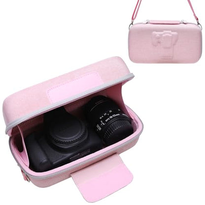 LTGEM Camera Case for Canon EOS Rebel T7 / R50 / R100 / R50 V / T6 / R8 / R10 / RP / SL3 / R5 / T100 DSLR SLR Camera and 18-55mm/18-45mm Lens with Shoulder Strap, Pink - color: Pink