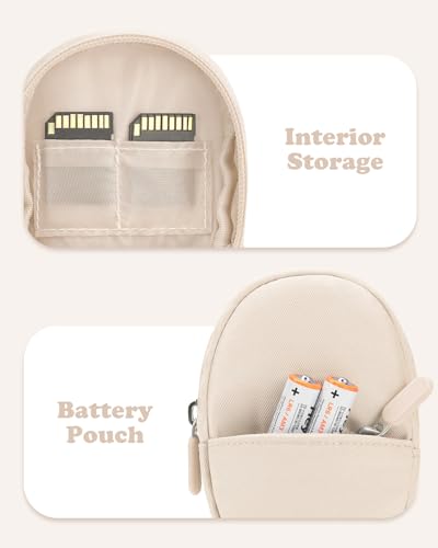Soft Camera Case Compatible With Kodak Pixpro FZ45 FZ55 & Camkory FHD 1080p,Lightweight Digital Camera Carrying Case With Extra SD Cards Storage, Protective Travel Bag - Perfect Gifts, Beige - color: Beige