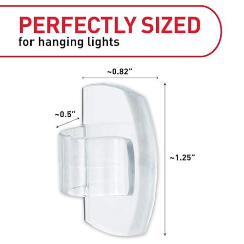 Command Outdoor Light Clips, 20 Clear Clips and 24 Command Strips, Damage-Free Hanging Back to School Decorations with Weather Resistant Strips, Wall Clip for Hanging Outdoor Lights and Cable - size: 20 Clips