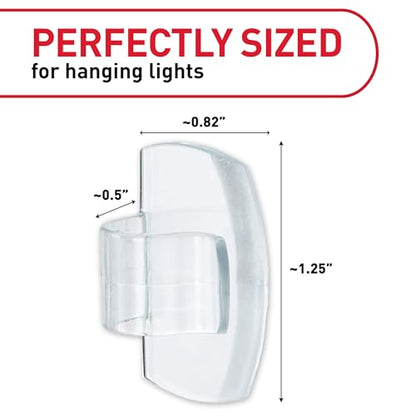Command Outdoor Light Clips, 20 Clear Clips and 24 Command Strips, Damage-Free Hanging Back to School Decorations with Weather Resistant Strips, Wall Clip for Hanging Outdoor Lights and Cable - size: 20 Clips