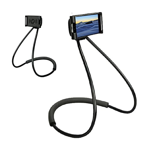 Chapter Seven Universal Smart Mobile Phone Stand,Hanging on Neck Cell Phone Mount Holder, Flexible Lazy Bracket DIY Free Rotating for Multiple Functions (Black) - color: Black