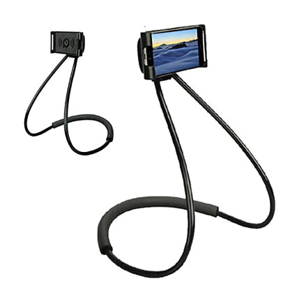 Chapter Seven Universal Smart Mobile Phone Stand,Hanging on Neck Cell Phone Mount Holder, Flexible Lazy Bracket DIY Free Rotating for Multiple Functions (Black) - color: Black