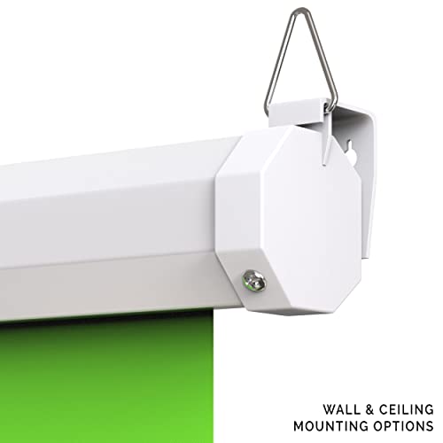 【Wider Style】 KHOMO Gear Green Screen 84 x 84 inch - Extra Large Pull Down Projector Green Screen Backdrop - Portable Collapsible Roll Down Projector Screen - color: Green - White Metal Frame