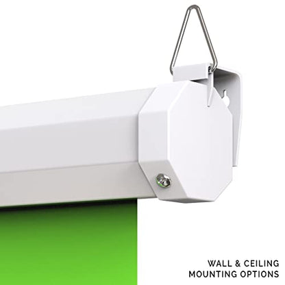 【Wider Style】 KHOMO Gear Green Screen 84 x 84 inch - Extra Large Pull Down Projector Green Screen Backdrop - Portable Collapsible Roll Down Projector Screen - color: Green - White Metal Frame