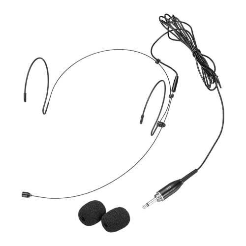 MECCANIXITY Ear Hook Headset Microphone, Double Over Ear Set Hanging Omnidirectional Wired Audio Condenser Microphone Headset with 3.5mm Thread Screw Plug 3.9ft Cable, Black - color: Black, style: 3.5mm Thread Screw Plug