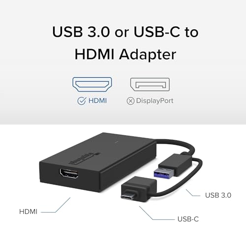 Plugable USB C to HDMI Adapter, Universal Video Graphics Adapter for USB 3.0 and USB-C Macs and Windows, Extend an HDMI Monitor up to 1440p@60hz