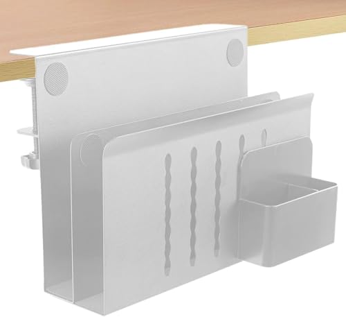 2 Tie Desk Side Storage, Under Desk Storage Organizer with Pen Slot (White) | osseph Desk Shelf, Standing Desk Accessories, Magnetic File Holder, No Drill Clamp to 0.5-2.38" Desks, 30 Lbs Carbon Steel - color: White 2 Tier