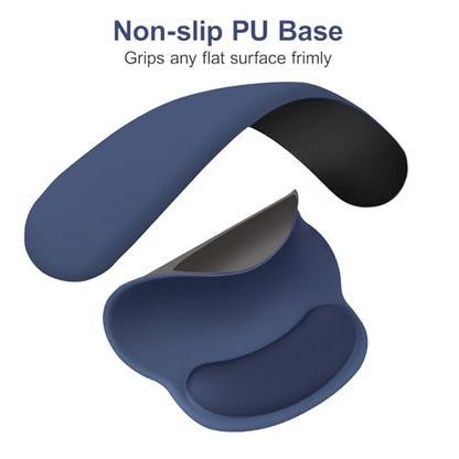 MOSISO Wrist Rest for Keyboard Mouse Pad Set, Large Gaming Deskpad&Circle Curved Mousepad&Keyboard Wrist Rest&Coaster, Ergonomic Non-Slip Mousepad&Easy Typing Pad with Silicone Lining, Navy Blue - color: Navy Blue