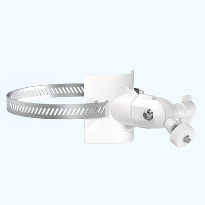 Universal Adjustable Stainless Mount Bracket Outdoor Security Camera 360 Degree hoop Hose Clamp Pipe Poles Mount No-drill holes Compatible with Reolink/Nest/Arlo/Eufy/Wyze and other camera (White) - color: White