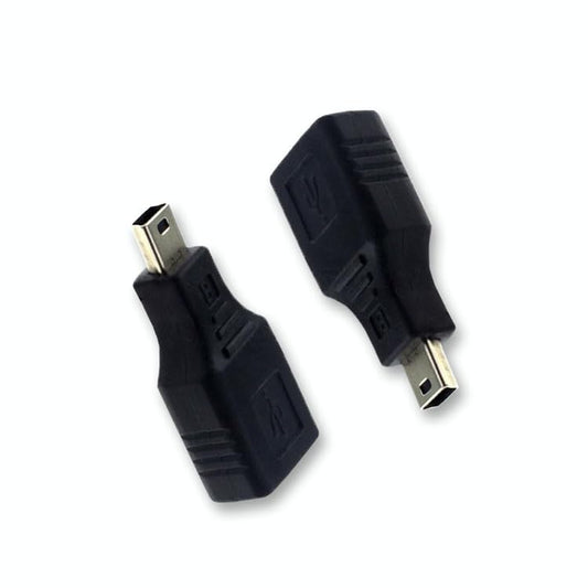 USB 2.0 Type A Female to Mini USB 5-pin Male Adapter Converter, Compatible with Cameras, Printers, Audio Devices, etc. (2-Pack)