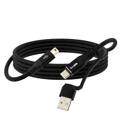 2 in 1 Mini USB Cable 6FT, USB C/A to Mini USB Cable Charging Cord for GoPro Hero 3+, PS3 Controller, MP3 Player, Dash Cam, Digital Camera, GPS Receiver, PDAs, TI-84+ CE, Snowball iCE Mic and More - size: 6FT