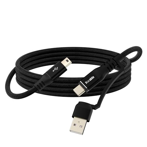 2 in 1 Mini USB Cable 6FT, USB C/A to Mini USB Cable Charging Cord for GoPro Hero 3+, PS3 Controller, MP3 Player, Dash Cam, Digital Camera, GPS Receiver, PDAs, TI-84+ CE, Snowball iCE Mic and More - size: 6FT