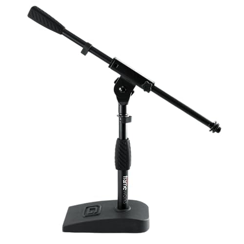 Gator Frameworks Short Weighted Base Desktop Microphone Stand with Boom arm, and Adjustable Height, Base Dimensions - 4.5" X 8" (GFW-MIC-0821) - style: Weighted Base