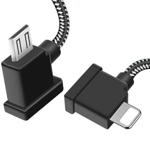 1FT USB Micro to iOS DJI Remote Controller Cable for iPhone 14 Pro, DJI Mavic Mini(1st Gen), Mini SE, Mavic Pro, Spark, 2 Pro Zoom,Mavic Air,Platinum, Phone/Tablet 90 Degree Data OTG Cord Accessories - size: 1FT(12in), style: Micro to IOS