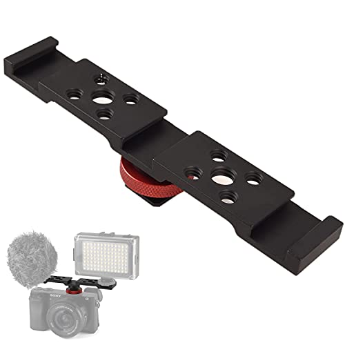 Fotoconic Hot Shoe Extension Bar Mount, Triple Cold Shoe Extension Flash Bracket, Compatible with Nikon Canon Sony Olympus DSLR Camera, Microphone, Led Video Light, Camcorder DV
