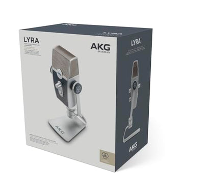 AKG Pro Audio Lyra Ultra-HD USB C Microphone for Recording, Streaming, Gaming, Podcasting, ASMR on PC and Mac, Condenser Mic for Laptop or Computer, Adjustable Stand, Plug and Play – Blue and Silver | Ultra-HD 24-Bit/192 Khz Audio, 4-Capsule Adaptive Caps
