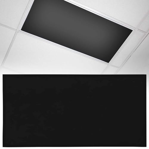 1 Pack Fluorescent Light Cover 4x2 Feet, Black Lights Filters Drop Fluorescent Lights Shade Panel, Farmhouse Solid Black Color Modern Art Magnetic Ceiling Light Cover for Classroom Office - color: Black, size: 1 Piece