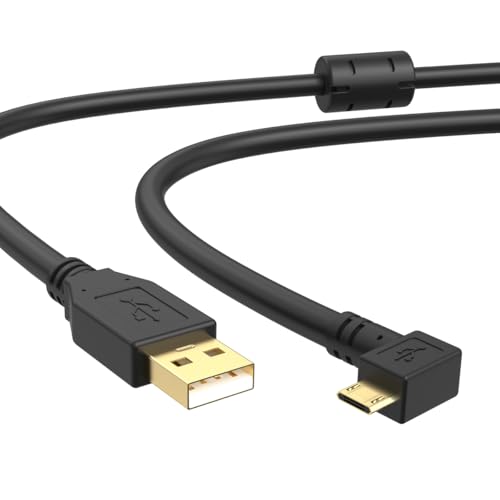 USB A to Micro USB Camera Tethering Cable, Right Angle Long Micro USB Cable, 480Mbps Data Transfer with Ferrite Core, Gold Plated Connector, For Canon 90D/850D Nikon D5600/D7500 Sony a7s2/a7m2 (16ft) - color: Micro-USB