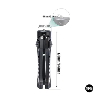 FocusFoto Aluminum Alloy Mini Adjustable Desktop Tripod - 4-Level Height (45mm-165mm) with 1/4"-20 Screw Holes, Foldable Hand Grip & Expandable Design for Phone/Camera Accessories - style: Tripod