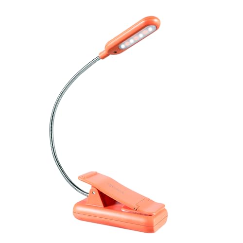VAVOFO Rechargeable Book Light for Reading in Bed Kids, 7 LED Reading Light with 9-Level Warm Cool White Daylight, Eye Care Lamp with Power Indicator for Bookworms (Orange) - color: Orange