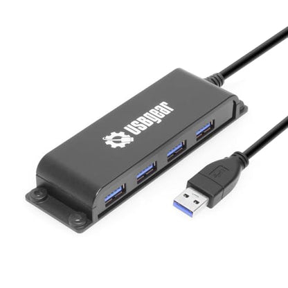 USBGear 4-Port USB 3.2 Gen 2 Hub – 10Gbps USB-A Expansion w/Integrated Cable & Flexible Mounting - style: USB Type A Upstream