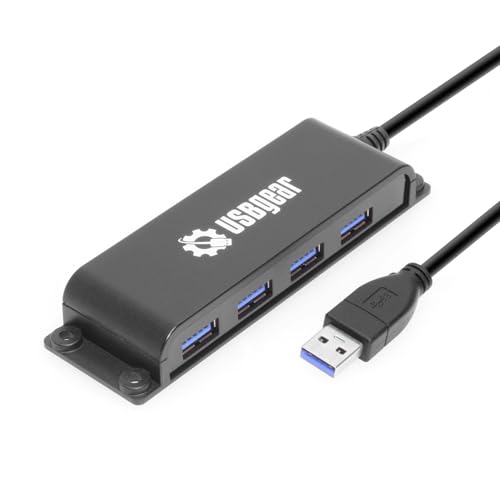 USBGear 4-Port USB 3.2 Gen 2 Hub – 10Gbps USB-A Expansion w/Integrated Cable & Flexible Mounting - style: USB Type A Upstream