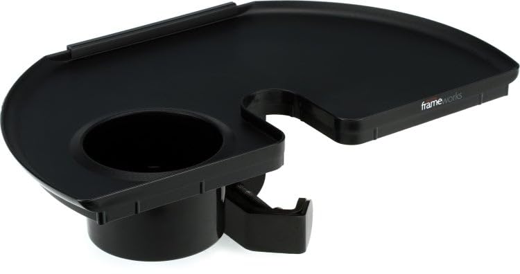 Gator Frameworks Microphone Stand Accessory Tray with Drink Holder and Guitar Pick Tab, 12" x 7" (GFW-MIC-ACCTRAY) - size: 12" x 7" Standard Tray, style: Standard Tray