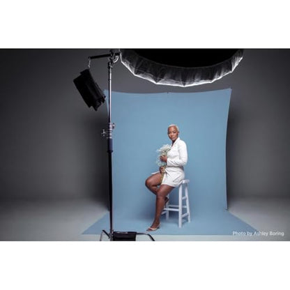 Westcott X-Drop Pro Wrinkle-Resistant 8' x 8' (2.44 x 2.44m) Backdrop for Headshots, Photoshoots, Group Portraits, Video Interviews, & Photo Booths - Portable and Travel Friendly (Pastel Blue) - color: Pastel Blue