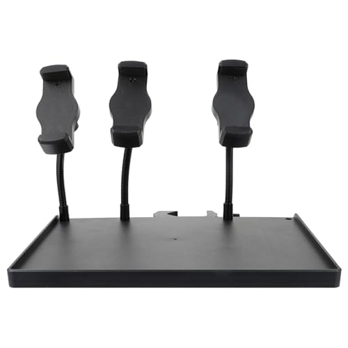 Healifty Clamp-on Microphone Stand Tray with Sound Card Bracket and Triple Phone Holder, Large 24×17.5cm Utility Shelf for Recording Studio and Live Streaming