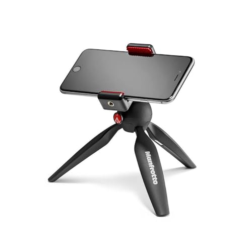 Manfrotto Mini Tripod with Universal Smartphone Clamp, Made in Italy, for iPhone with or Without Case, CSC, Vlogging, Videography, MKPIXICLMII-BK - style: Black Tripod Kit with Universal Smartphone Clamp, Made in Italy