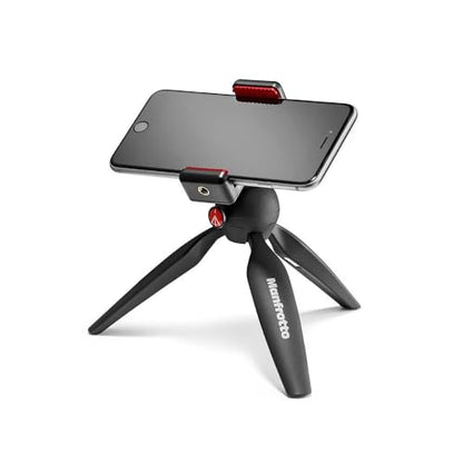 Manfrotto Mini Tripod with Universal Smartphone Clamp, Made in Italy, for iPhone with or Without Case, CSC, Vlogging, Videography, MKPIXICLMII-BK - style: Black Tripod Kit with Universal Smartphone Clamp, Made in Italy
