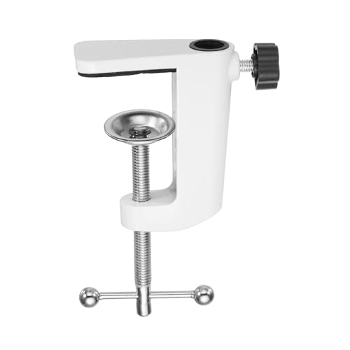 HARFINGTON Metal Table Clamp Mount 2.4" Hole Dia Clamp for Desk Lamp Mount Stand Universal Cantilever Bracket with Adjustable Screw Plastic Handle for Microphone Arm Lamp Stand, White - size: 2.4", style: Plastic Handle