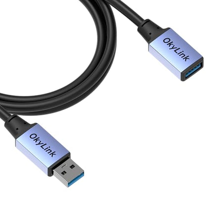 OkyLink USB 3.0/3.2 Gen 1 Extension CableA to A, Male to Female 5Gbps 5ft | 1.5m, with Aluminum Housing, Plug and Play,for Hard Drive, SSD, Printer, PC - color: USB3.0(5Gbps), size: 5ft (1.5m)