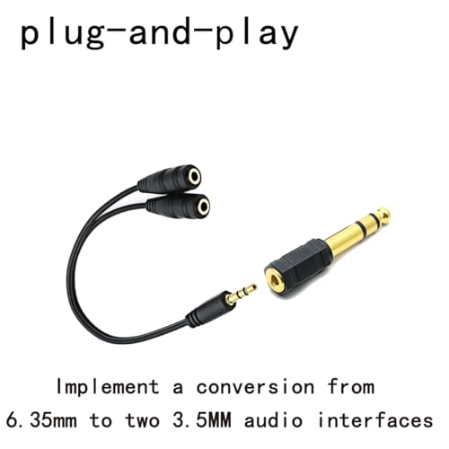 Gold Plated 3.5mm Stereo Jack Splitter Cable Adapter Connectors，Audio Adapter 6.35mm (1/4 inch) Male to 3.5mm (1/8 inch) Female Stereo Headphone Connector Gold Plated(2+2 Pack)