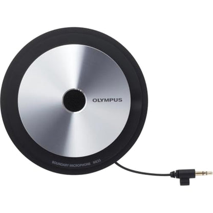 OM SYSTEM Olympus ME33 Table Top Conference Meeting Omni-Directional Microphone with Daisy Chain Capabilities, Black and Silver
