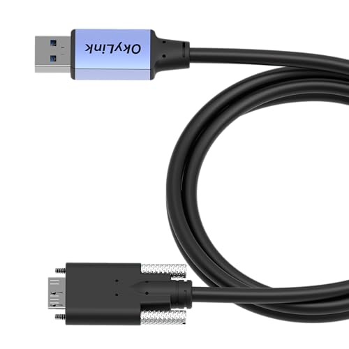 OkyLink USB 3.0 A to Micro-B Cable, 5Gbps, 5ft, Double Screw Lock | 1.5M, 3.2 Gen 1, Male to Male, for External Hard Drive HDD SSD - color: Screw USB3.0, size: 5ft (1.5m)