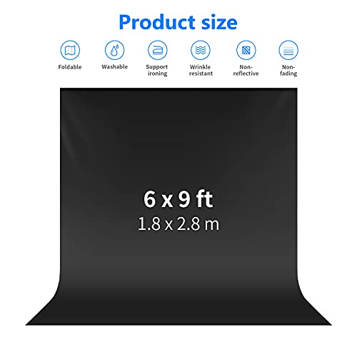 NEEWER 6x9 feet/1.8x2.8m Photo Studio 100% Pure Polyester Collapsible Backdrop Background for Photography, Video and Television (Backdrop Only) - Black - color: Black, size: 6 x 9 ft