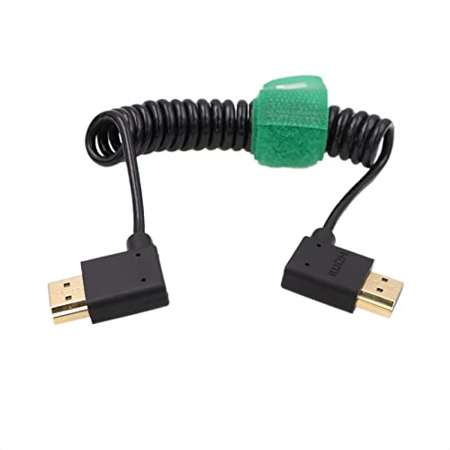 HDMI 4K 60p 8K Cable Thin Coiled for Sony A7M4 ATOMOS Shinobi Ninja V Portkeys BM5 FEELWORLD Blackmagic Monitor ZCAM Canon Nikon Camera Type A HDMI 2.1 Right Left Angle