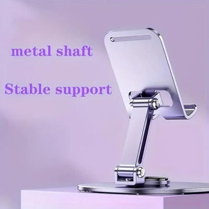 360° Rotatable Aluminum Desktop Stand – Sturdy Metal Stand for Phone & Tablet, Ideal for Live Streaming & Hands-Free Viewing (Black) - color: Black